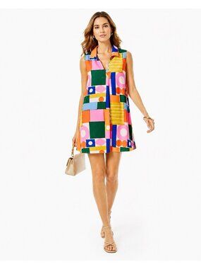 SSYS the label dress sundress colorful MEDIUM palm springs modern retro resort